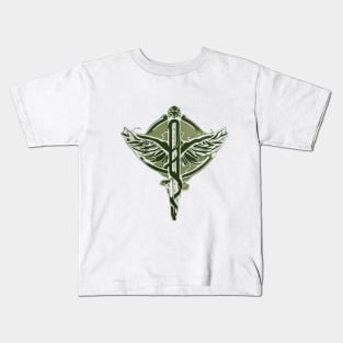 Caduceus Olive Green Shadow Silhouette Anime Style Collection No. 202 Kids T-Shirt